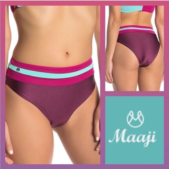 NWT MSRP $58 Maaji High Waisted Cheeky Bottoms Women's Size Small - Picture 1 of 6